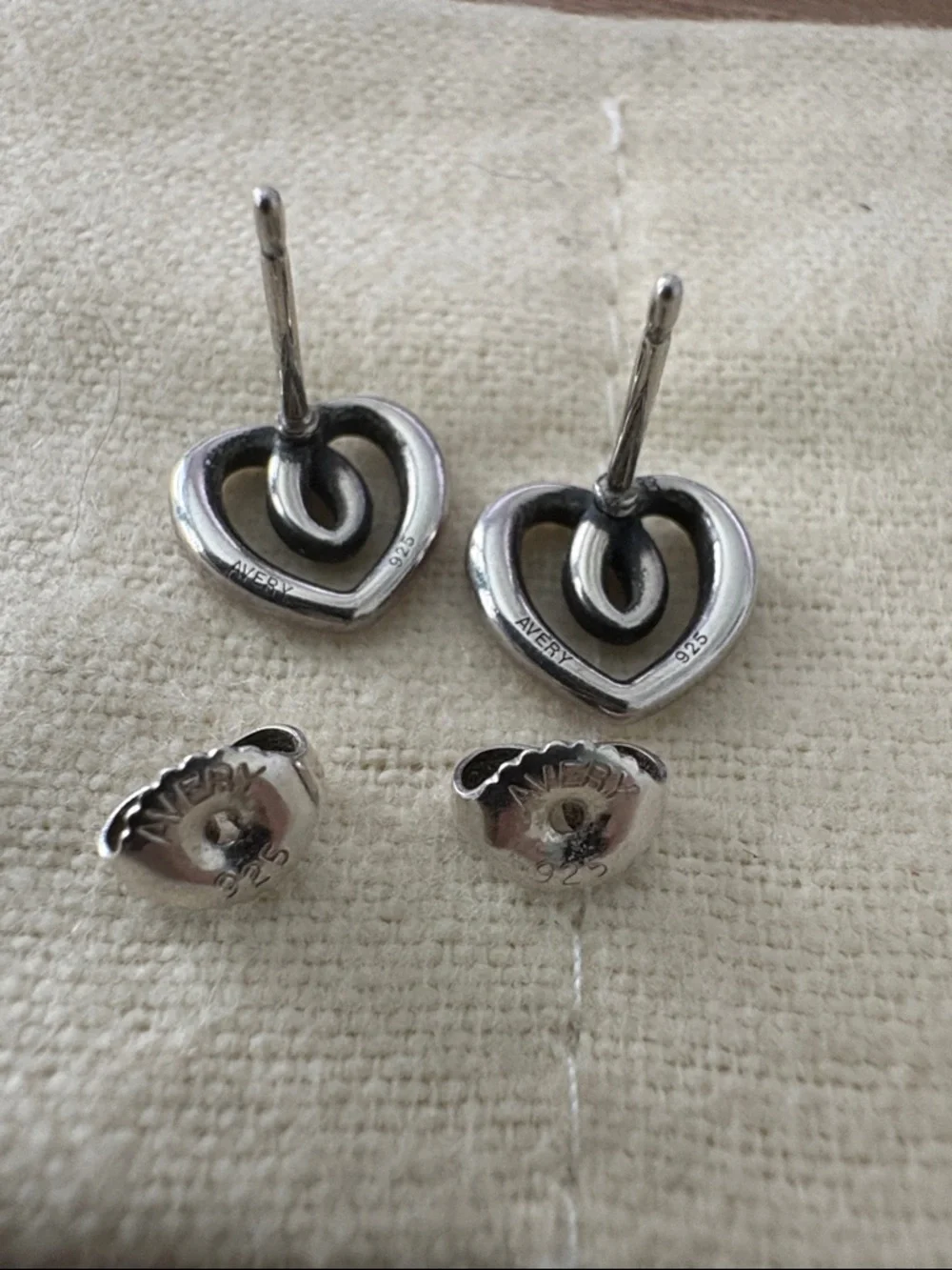 James Avery Retired Sterling Silver Heart String Earrings - Picture 2 of 3